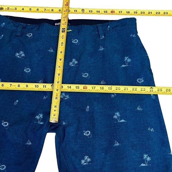 Burnside Men's Hybrid Stretch Blue Tropical Beach Flat Front Shorts Sz 38 - Picture 9 of 12
